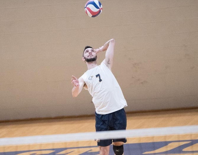 Men’s Volleyball Remains Perfect in Skyline Play with Sweep of Mt. St. Vincent