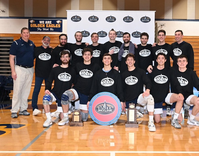 Men's Volleyball Captures Skyline Championship with 3-2 Win Over NJCU